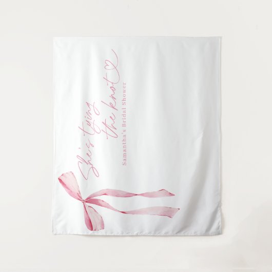 Pink Bow Ze is het vastbinden van de knoop Vrijgez Wandkleed (Voorkant)