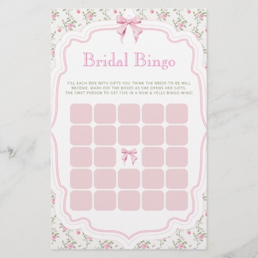 Pink Bow Ze is Tying the Knot Bridal Bingo Game (Voorkant)