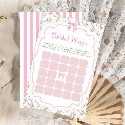 Pink Bow Ze is Tying the Knot Bridal Bingo Game