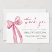 Pink Bow Ze is Tying the Knot Dank je kaart (Voorkant)