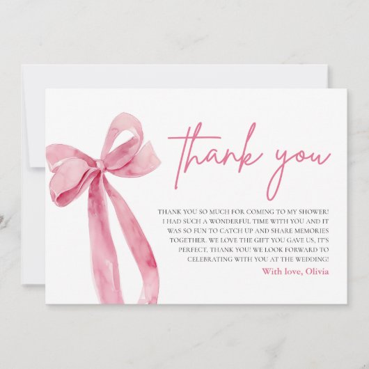 Pink Bow Ze is Tying the Knot Dank je kaart (Voorkant)