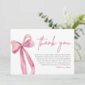 Pink Bow Ze is Tying the Knot Dank je kaart (Staand voorkant)