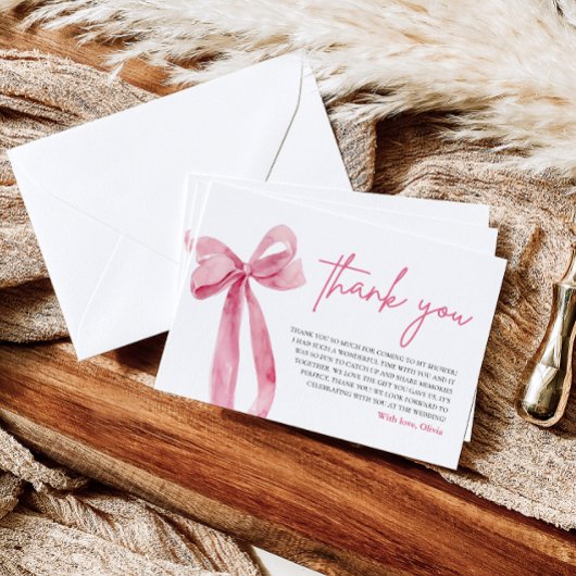 Pink Bow Ze is Tying the Knot Dank je kaart