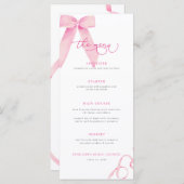Pink Bow Ze is Tying the Knot Vrijgezellenfeest Me Menu (Voorkant / Achterkant)