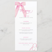 Pink Bow Ze is Tying the Knot Vrijgezellenfeest Me Menu (Voorkant)