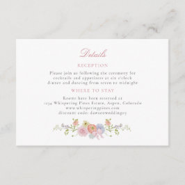 Pink Bows and Wildflowers Details Informatiekaartje