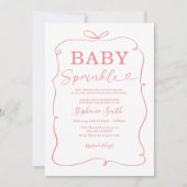 Pink Bows Baby Girl Sprinkle Uitnodiging (Voorkant)