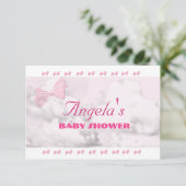 Pink Bows Baby Shower Informatiekaartje (Staand voorkant)