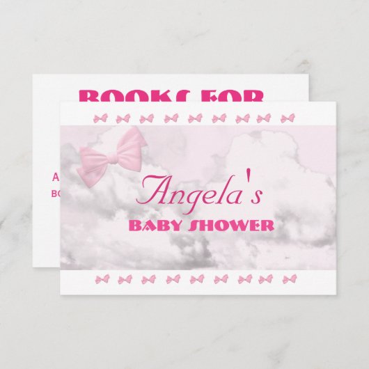 Pink Bows Baby Shower Informatiekaartje (Voorkant / Achterkant)