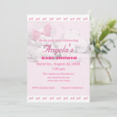 Pink Bows Baby Shower Invitation Kaart (Staand voorkant)