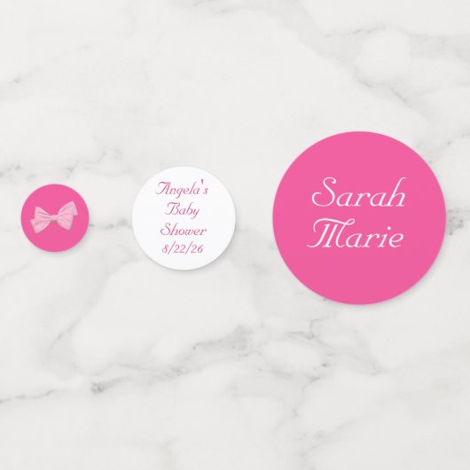 Pink Bows Baby Shower Personalized Confetti (Achterkanten)