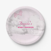 Pink Bows Baby Shower Personalized Paper Plate Papieren Bordje (Voorkant)