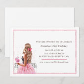 Pink Bows Champagne Verjaardagsfeest Kaart (Voorkant / Achterkant)