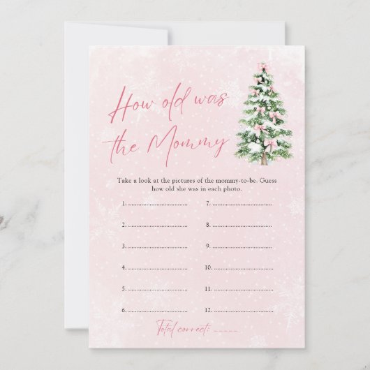 Pink Bows Christmas Baby Hoe oud was mama spel Kaart (Voorkant)