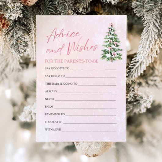 Pink Bows Christmas Baby shower Advies en wensen Kaart