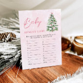 Pink Bows Christmas Baby shower Baby Memory Game Kaart