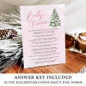 Pink Bows Christmas Baby shower Baby Trivia Game Kaart