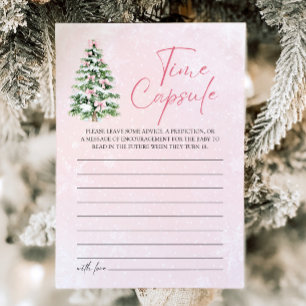 Pink Bows Christmas Baby shower Time Capsule Game Kaart