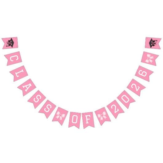 Pink Bows Class Of 2026 Graduation Party Vlaggetjes (Alle)