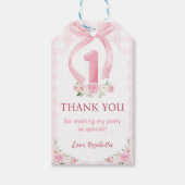 Pink Bows Coquette Verjaardag Dank u Label Cadeaulabel (Voorkant)