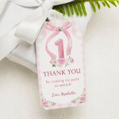 Pink Bows Coquette Verjaardag Dank u Label Cadeaulabel