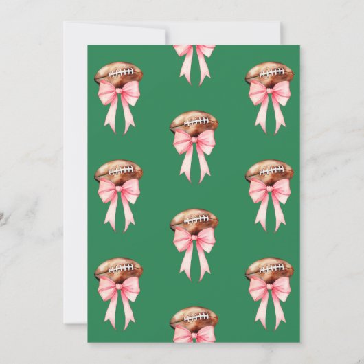 Pink Bows First Year Down Football 1st Birthday  Kaart (Achterkant)