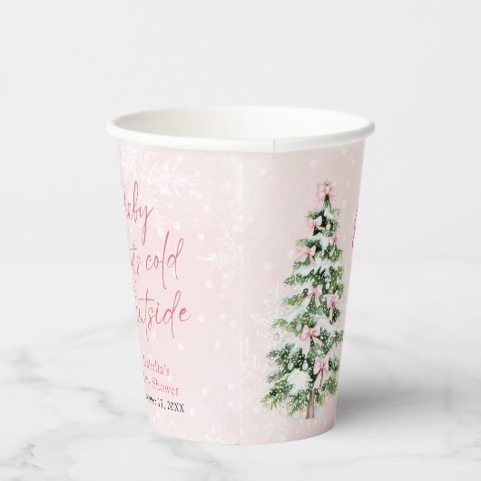 Pink Bows Girl Baby Het is koud buiten Baby shower Papieren Bekers (Rechts)