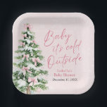 Pink Bows Girl Baby Het is koud buiten Baby shower Papieren Bordje<br><div class="desc">De Pink Bows Girl Baby Het is koud Buiten Baby shower Papieren Borden brengen een lieve, winterse charme aan uw baby shower decor! Met een zacht roze ontwerp versierd met delicate sneeuwvlokken en schattige bogen op een feestelijke kerstboom, zijn deze borden ideaal voor de themadouche "Baby It's Cold Outside" van...</div>