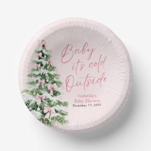Pink Bows Girl Baby Het is koud buiten Baby shower Papieren Kommen