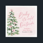 Pink Bows Girl Baby Het is koud buiten Baby shower Servet<br><div class="desc">De Pink Bows Girl Baby Het is koud Buiten Baby shower servetten brengen een zoete winterse charme aan uw baby shower decor! Deze servetten zijn voorzien van sierlijke roze bogen op een feestelijke kerstboom versierd met delicate sneeuwvlokken, perfect vastleggen van de gezellige "Baby It's Cold Outside" thema. Ideaal voor het...</div>