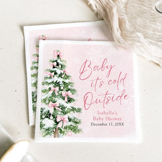 Pink Bows Girl Baby Het is koud buiten Baby shower Servet