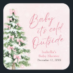 Pink Bows Girl Baby Het is koud buiten Baby shower Vierkante Sticker<br><div class="desc">De Roze Bogen Kerstboom Meisje Winter Baby shower Sticker voegt een heerlijke touch aan uw winter baby shower! Met een zacht roze strik en een feestelijke kerstboom is deze sticker ideaal voor het seizoensfeest van een babymeisje. Gebruik het om gunsten, enveloppen of decorstukken te versieren om gezellige, op vakantie geïnspireerde...</div>