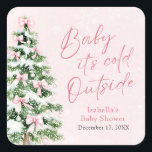 Pink Bows Girl Baby Het is koud buiten Baby shower Vierkante Sticker<br><div class="desc">De Roze Bogen Kerstboom Meisje Winter Baby shower Sticker voegt een heerlijke touch aan uw winter baby shower! Met een zacht roze strik en een feestelijke kerstboom is deze sticker ideaal voor het seizoensfeest van een babymeisje. Gebruik het om gunsten, enveloppen of decorstukken te versieren om gezellige, op vakantie geïnspireerde...</div>