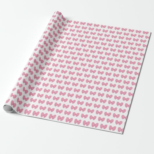 pink bows girly gift wrapping paper cadeaupapier (Uitgerold)