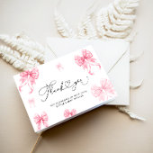Pink Bows Meisje Baby shower Bedankt Card