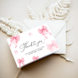 Pink Bows Meisje Baby shower Bedankt Card