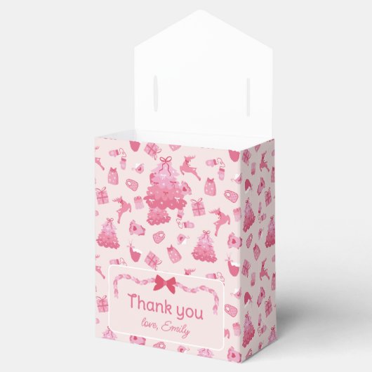 Pink Bows Merry Little Baby Shower Thank You Bedankdoosjes (Geopend)
