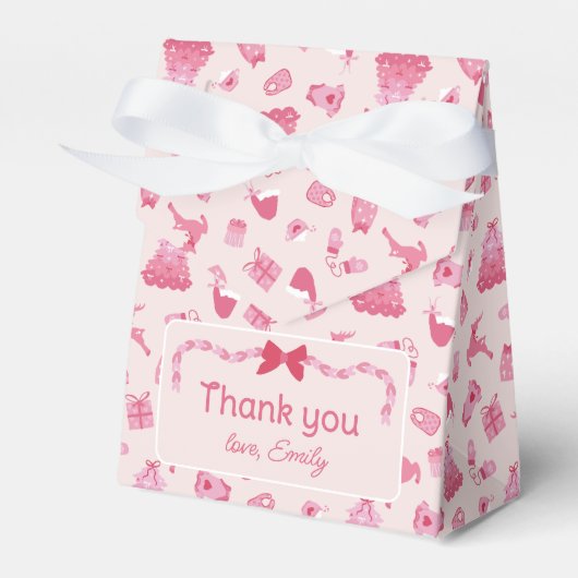 Pink Bows Merry Little Baby Shower Thank You Bedankdoosjes (Voorkant Zijde)