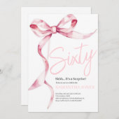 Pink Bows Modern 60ste verjaardagsfeest Kaart (Voorkant / Achterkant)