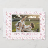 Pink Bows One Photo Valentine’s Day Card Feestdagenkaart (Voorkant)