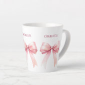 Pink bows scriptnaam latte mok (Rechterhoek)