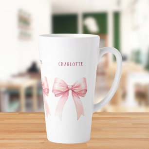 Pink bows scriptnaam latte mok
