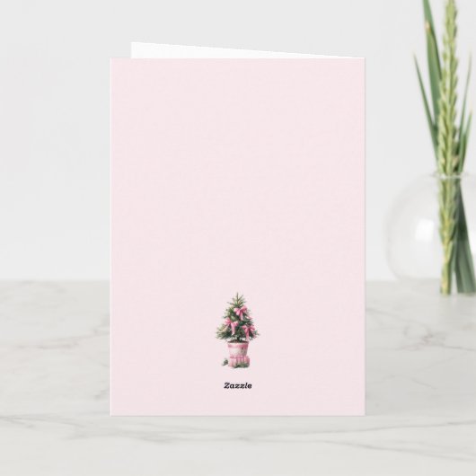 Pink Bows Tree Merry Christmas Card Feestdagen Kaart (Achterkant)