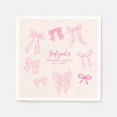 Pink Bows Whimsical verjaardagsfeestje Servet (Voorkant)