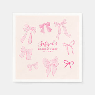 Pink Bows Whimsical verjaardagsfeestje Servet