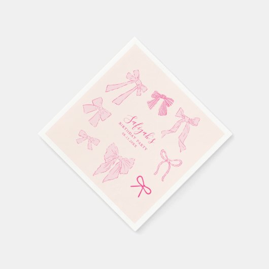 Pink Bows Whimsical verjaardagsfeestje Servet (Hoek)