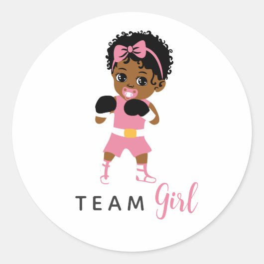 Pink Boxing Team Girl Sticker for Gender Reveal (Voorkant)