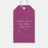 Pink Boysenberry Christmas Gold Snowflakes Cadeaulabel (Voorkant)