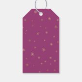 Pink Boysenberry Christmas Gold Snowflakes Cadeaulabel (Achterkant)