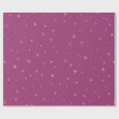 Pink Boysenberry Christmas Gold Snowflakes Cadeaupapier (Vlak)